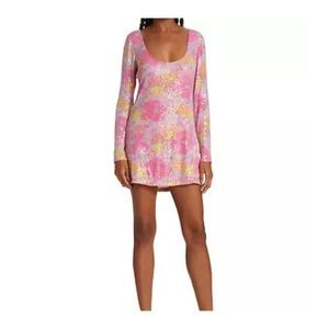 LoveShackFancy Womens Mini Rupert Dress Sequined Size M Pink Floral Scoop NWT